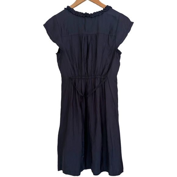 American Eagle Outfitters Silky Navy Blue Ruffle Dress - Picture 2 of 7